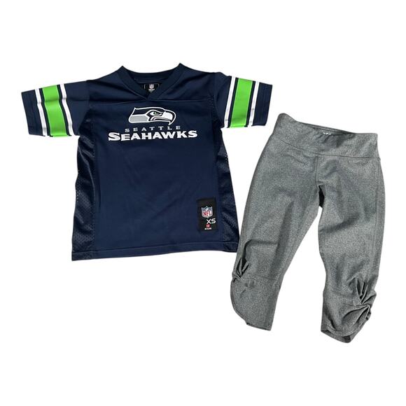 Kids NFL Team Jersey Seattle Seahawks Willson #3 Youth X-Small Cropped Legging - Picture 1 of 9